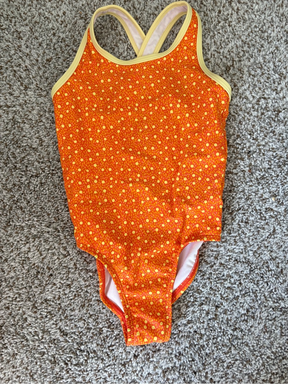 L.L. Bean Kids Orange Polka Dot One-Piece Swimsuit
